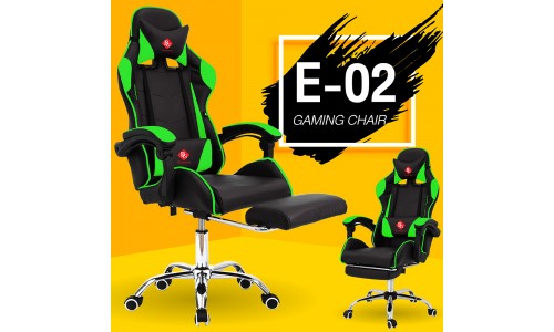 B&G เก้าอี้เล่นเกม เก้าอี้เกมมิ่ง เก้าอี้คอเกม Raching Gaming Chair รุ่น E-02 (Green)